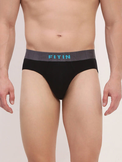 Cotton Spandex Black Brief