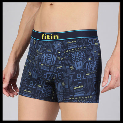 Cotton Spandex Trunk Navy Printed